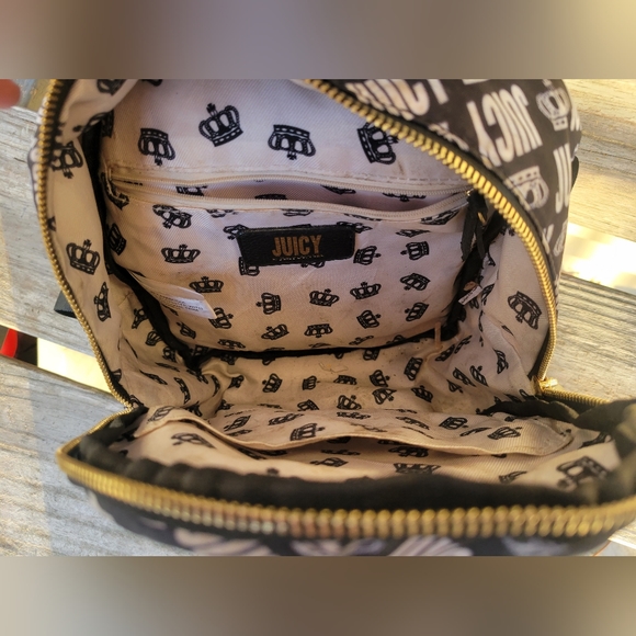 Juicy Couture Mini Backpack Purse And Wallet Black Status Gothic Stripe - Picture 2 of 6